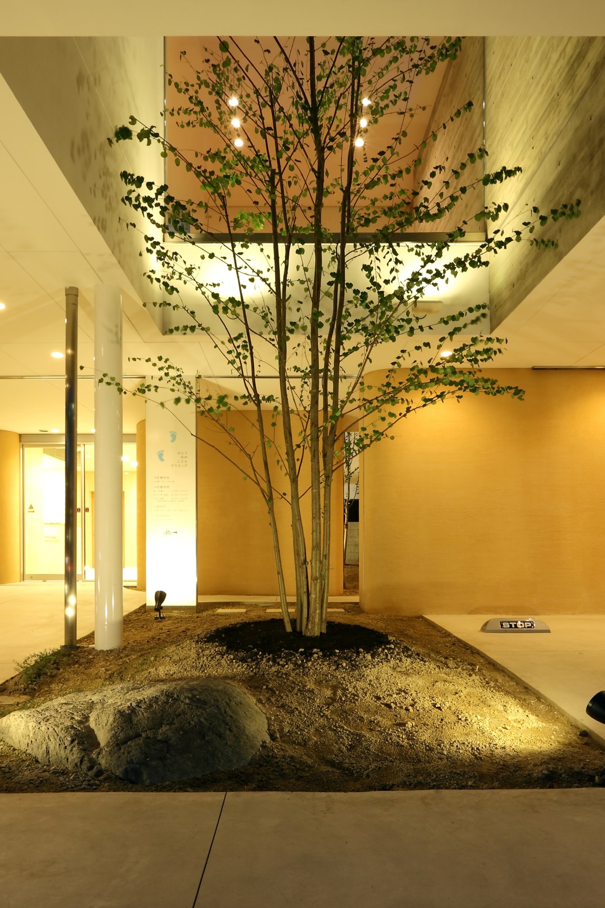 名古屋の内科小児科クリニック兼住宅（高級住宅）。エントランスの夜景